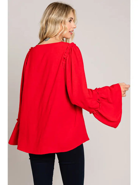 Red Bell Sleeve Top