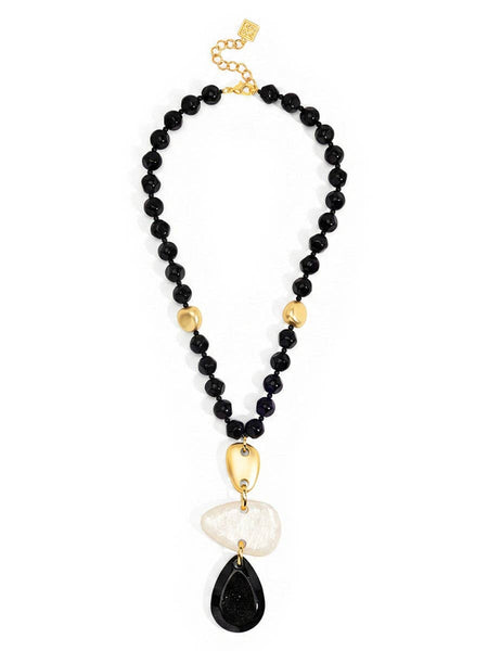 Estelle Beaded Pendant Necklace: BEI