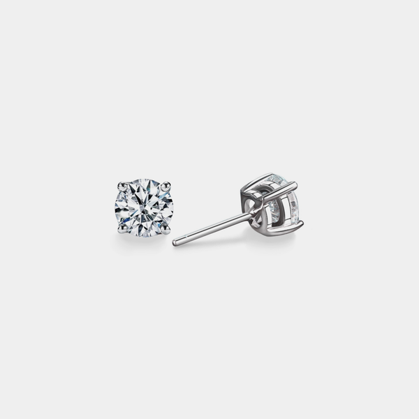 Four-Prong Moissanite Stud Earrings in 925 Sterling Silver: Yellow Gold / 0.4 ct