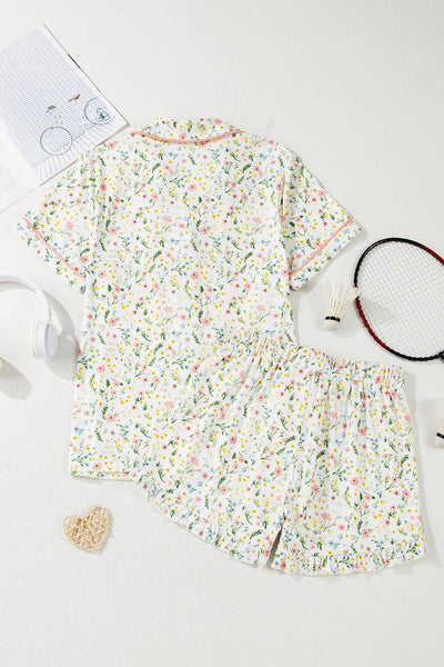 Chic Floral Print Shirt & Shorts Set | S-XL: Cherry / Missy / L
