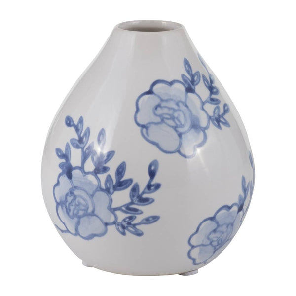 Decorative Vase - Blue/White Ceramic Chinoiserie Bud, 5 in.