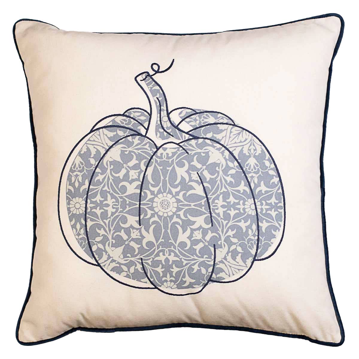 Wimberly Pumpkin Pillow   Soft White/Blue   18x18