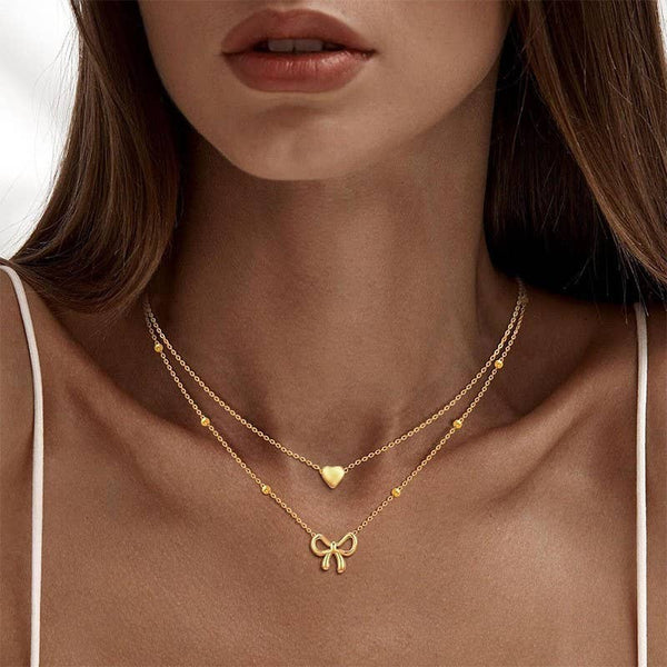 Josslyn 18KT STAINLESS STEEL TARNISH FREE BOW NECKLACE GOLD