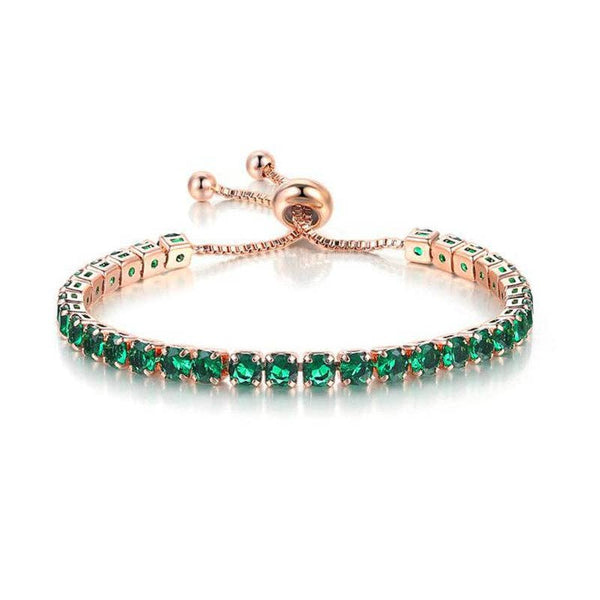 Birthstone Wedding Tennis Bracelet in Solid Copper: Gold / Colorless