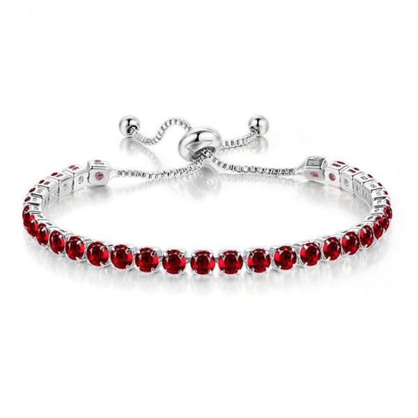 Birthstone Wedding Tennis Bracelet in Solid Copper: Gold / Colorless