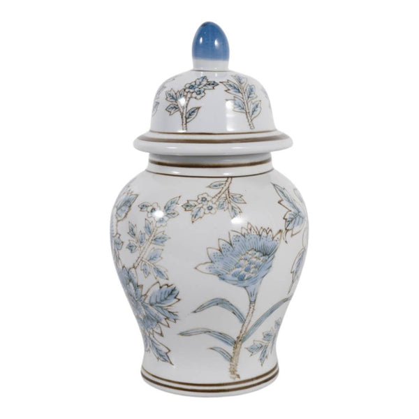10x6" Floral Temple Jar, Brown/blue