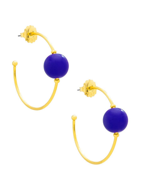 Resin Bead Open Hoop Earring Jewelry: EMERALD[D]