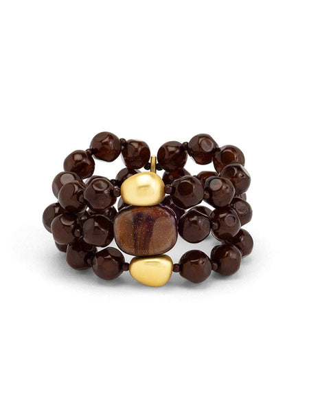 Estelle Beaded Stretch Bracelet: BRN