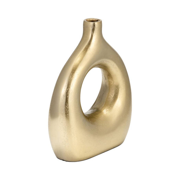 Decorative Vase - Gold Metal Synthetic Open Cut-Out, 10 in.
