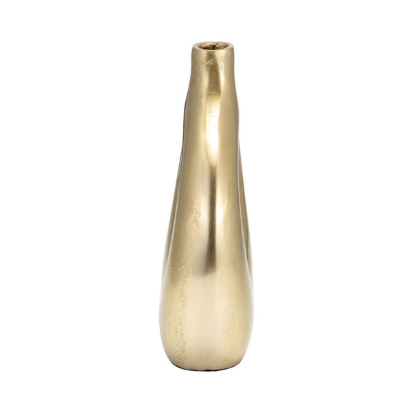 Decorative Vase - Gold Metal Synthetic Open Cut-Out, 10 in.
