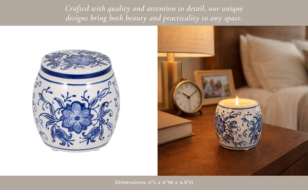 Scented Candle - Lavender Verbena Wax Chinoiserie Lid,8 Oz.
