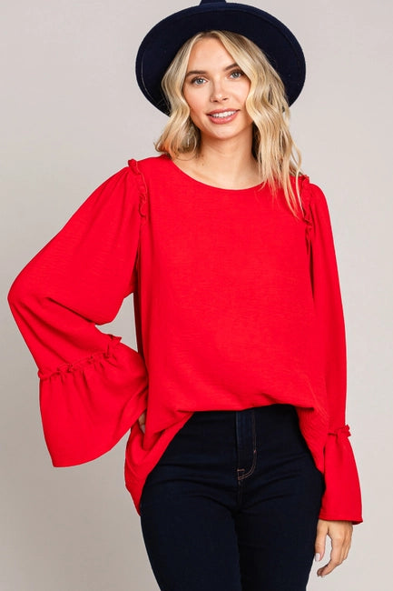 Red Bell Sleeve Top