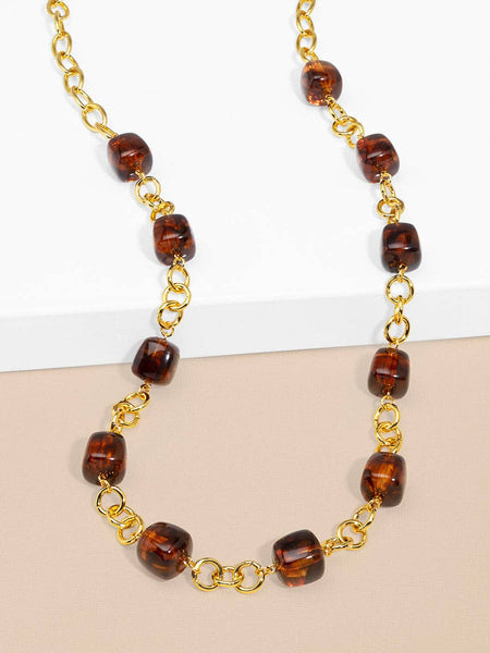 Tessa Puffy Square Long Necklace: BEI