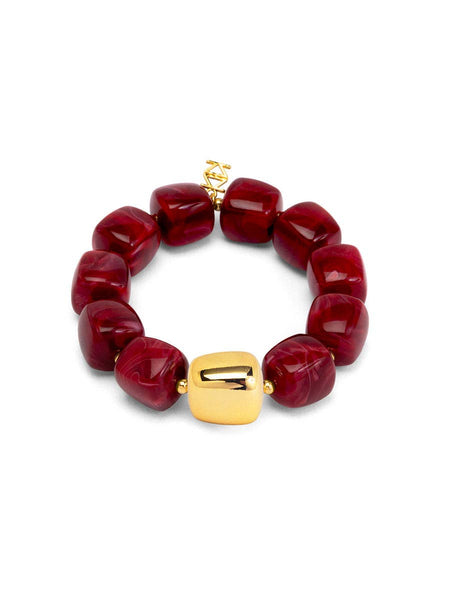 Tessa Puffy Square Beaded Stretch Bracelet: BEI