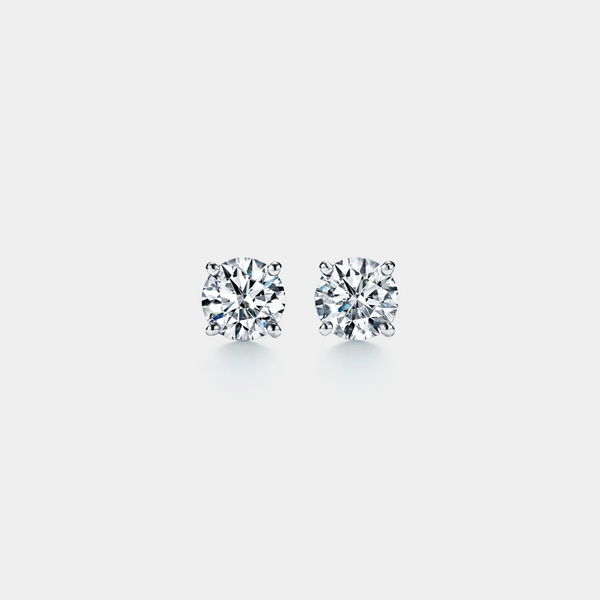 Four-Prong Moissanite Stud Earrings in 925 Sterling Silver: Yellow Gold / 0.4 ct