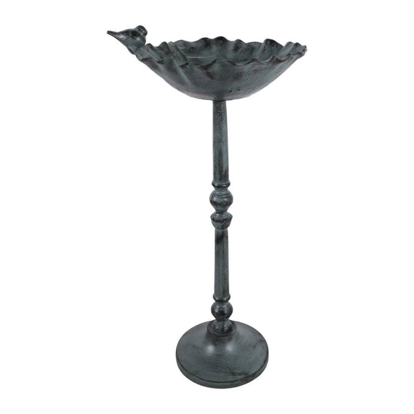 27x13" Bird On Flower Bird Bath Patina Finish, Mul