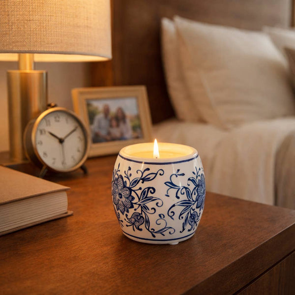 Scented Candle - Lavender Verbena Wax Chinoiserie Lid,8 Oz.