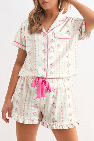 Chic Floral Print Shirt & Shorts Set | S-XL: Cherry / Missy / S