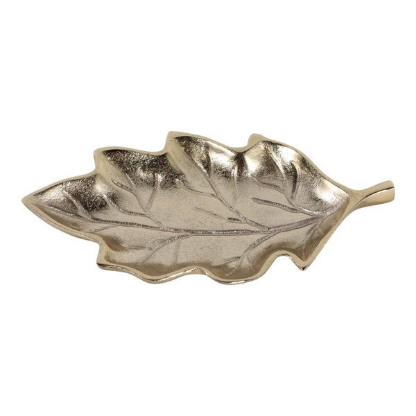 9x5" Aluminum Leaf Tray Dish, Gold