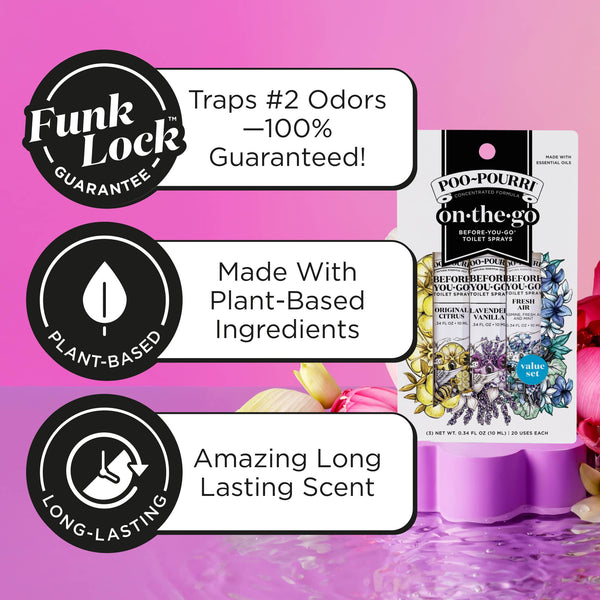 Poo~Pourri On-The-Go 3 pack 10mL Travel Size, Gift Set