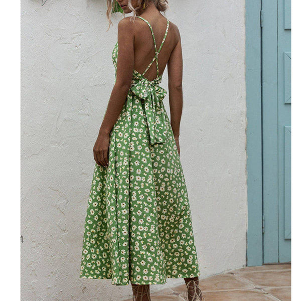 Little Daisy camisole print dress_CWDMD1510: Green / (L) 1