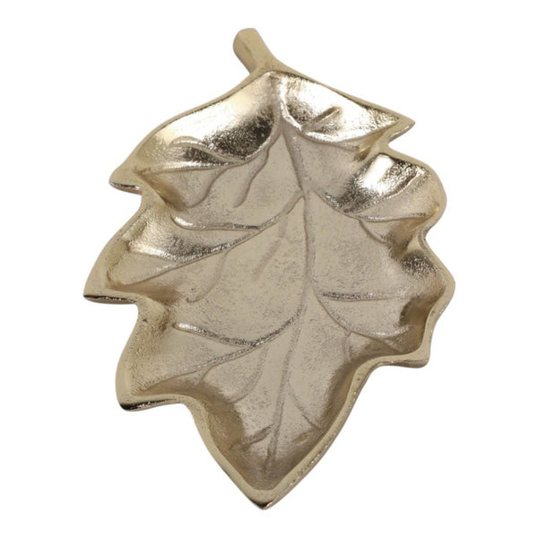 9x5" Aluminum Leaf Tray Dish, Gold
