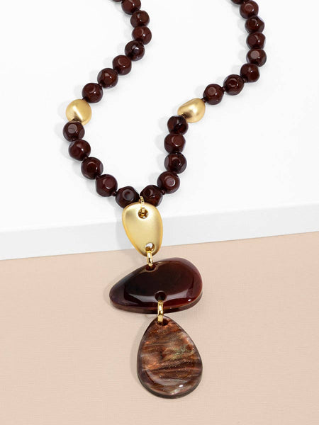 Estelle Beaded Pendant Necklace: BEI