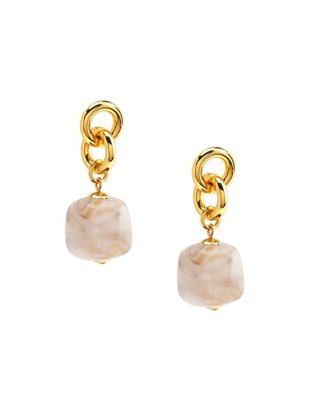 Tessa Puffy Square Resin Drop Earring: TORT