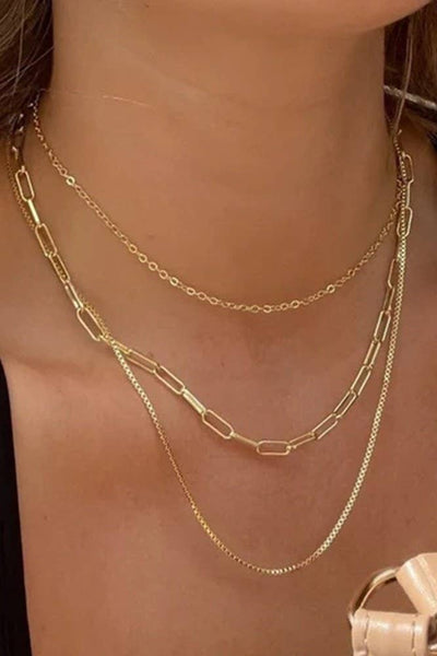 JOSSLYN 18K STAINLESS STEEL TARNISH FREE LAYERED NECKLACE | GOLD