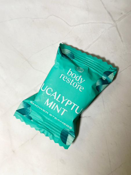 BODY RESTORE Shower Steamer Single Use Bath Bomb Self Care: EUCALYPTUS MINT
