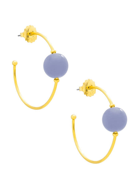 Resin Bead Open Hoop Earring Jewelry: EMERALD[D]