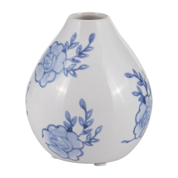Decorative Vase - Blue/White Ceramic Chinoiserie Bud, 5 in.