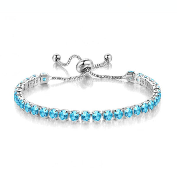 Birthstone Wedding Tennis Bracelet in Solid Copper: Silver / Colorless