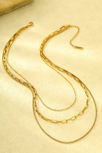 JOSSLYN 18K STAINLESS STEEL TARNISH FREE LAYERED NECKLACE | GOLD