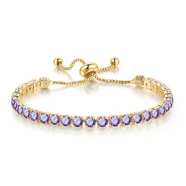 Birthstone Wedding Tennis Bracelet in Solid Copper: Silver / Colorless