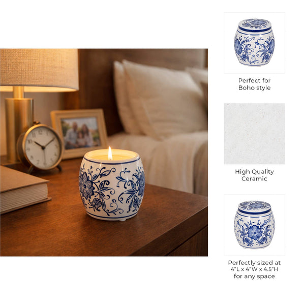 Scented Candle - Lavender Verbena Wax Chinoiserie Lid,8 Oz.