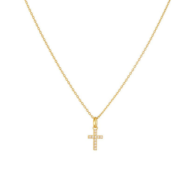 Dainty Cross Charm Pendant Necklace in 925 Sterling Silver: Silver
