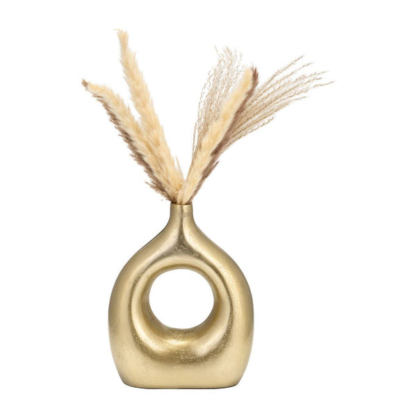 Decorative Vase - Gold Metal Synthetic Open Cut-Out, 10 in.