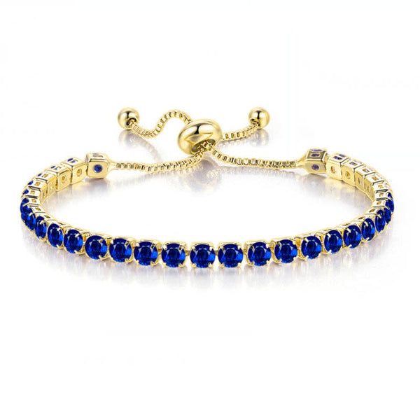 Birthstone Wedding Tennis Bracelet in Solid Copper: Gold / Colorless