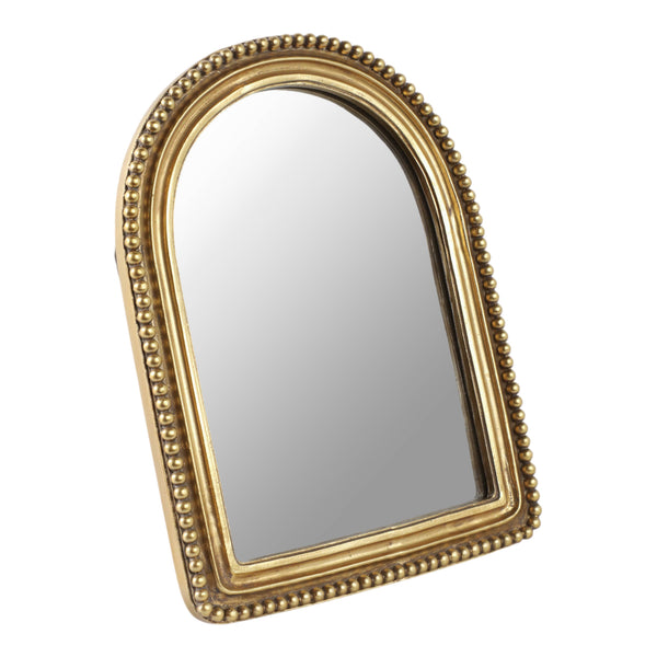 Table Top Mirror - Gold Glass Glam Beaded Arch Framed, 8 in.