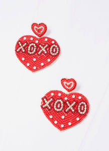 XOXO Embellished Heart Earring RED: Default