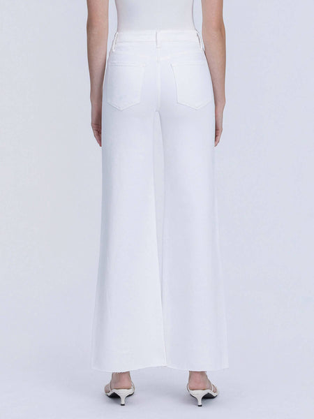 HIGH RISE STACKED WAISTBAND OPTIC WHITE WIDE JEANS T7252WH: OPTIC WHITE / 30