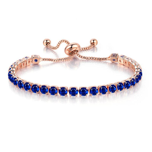 Birthstone Wedding Tennis Bracelet in Solid Copper: Gold / Colorless