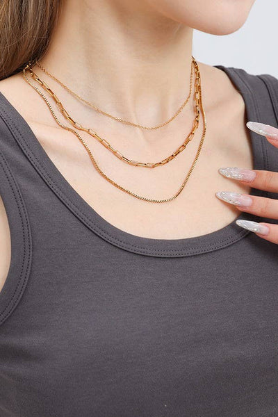 JOSSLYN 18K STAINLESS STEEL TARNISH FREE LAYERED NECKLACE | GOLD