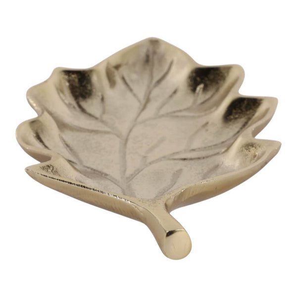 9x5" Aluminum Leaf Tray Dish, Gold