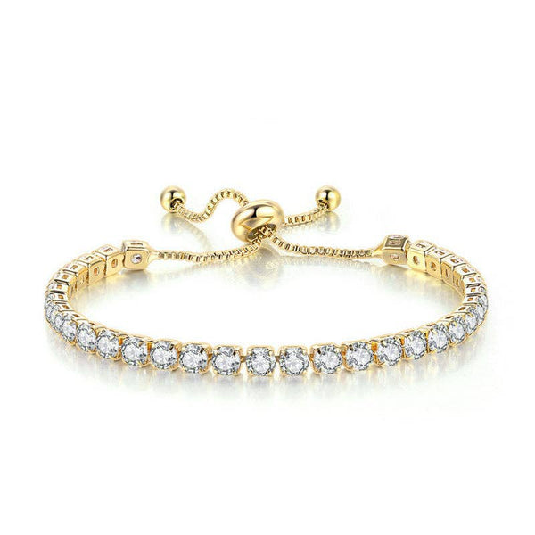 Birthstone Wedding Tennis Bracelet in Solid Copper: Silver / Colorless