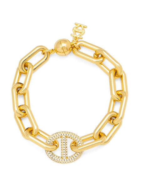 Pavé Mariner Link Charm Bracelet: GLD