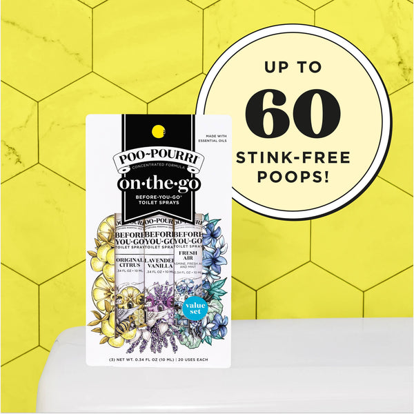 Poo~Pourri On-The-Go 3 pack 10mL Travel Size, Gift Set