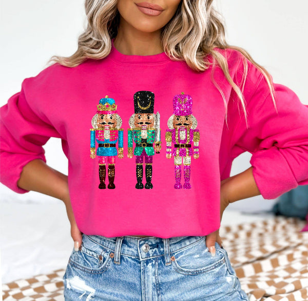 *PREPPY NUTCRACKER * SEQUIN EFFECT  CHRISTMAS SWEATSHIRT: Heleconia / XL