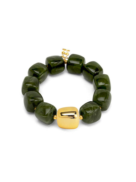 Tessa Puffy Square Beaded Stretch Bracelet: BEI